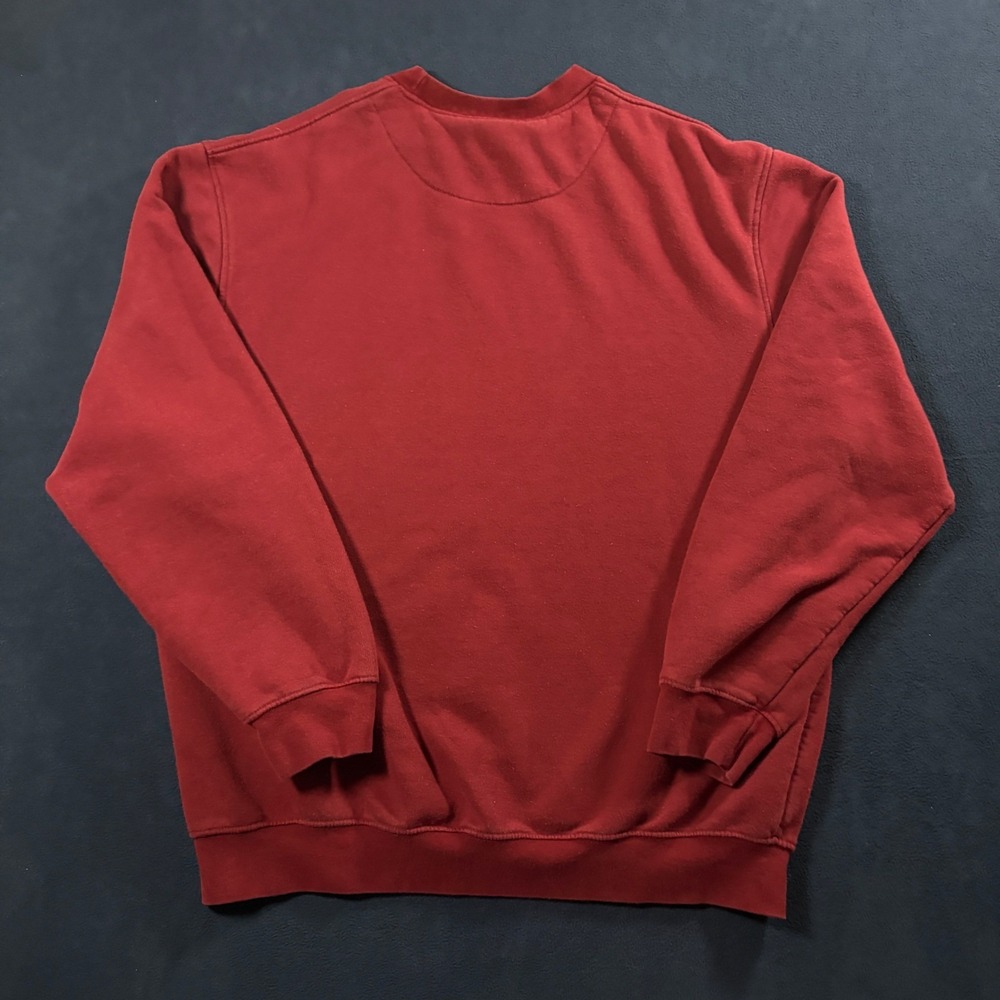 Vintage Y2K Nike Grey Tag Mini Swoosh Crewneck Sweatshirt Mens XL Red Raglan - Picture 3 of 5
